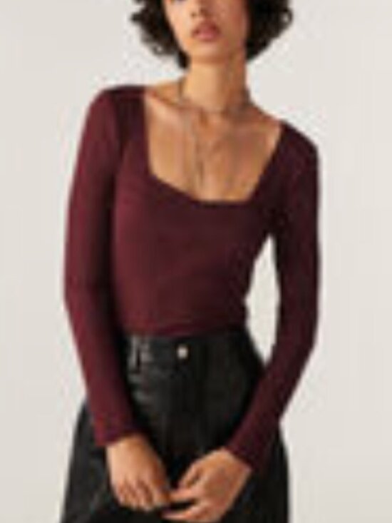 ba&sh Tops - Ba&sh Barth Square-Neck Long-Sleeve Top, Size 3 (US 8-10/Large)